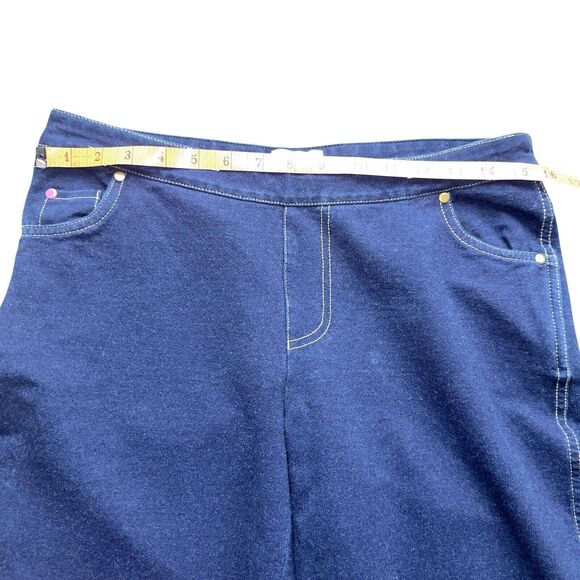 Pajama Jeans Womens Medium Pull On Stretch Pants Denim Wide Leg Dark Wash - Picture 7 of 16